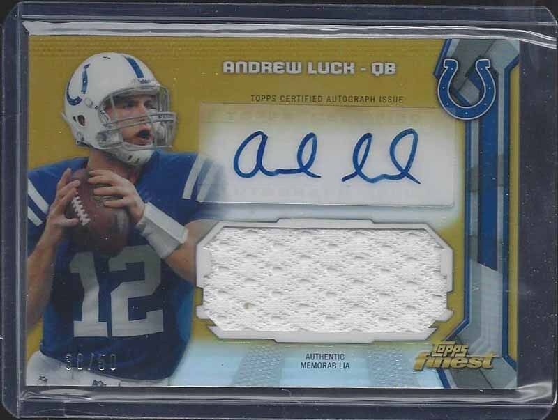 ANDREW LUCK 2016 TOPPS FINEST GOLD REFRACTOR JUMBO COLTS JERSEY AUTO #D 38/50