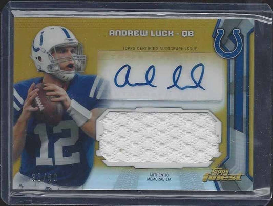 ANDREW LUCK 2016 TOPPS FINEST GOLD REFRACTOR JUMBO COLTS JERSEY AUTO #D 38/50