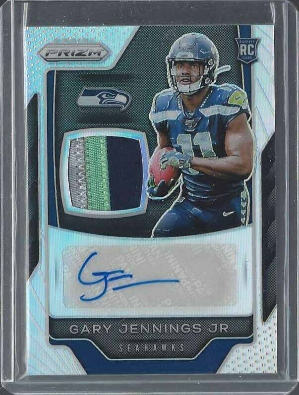 GARY JENNINGS JR 2019 PANINI PRIZM RPA SILVER PRIZM 3 CLR PATCH AUTO RC #D 28/60