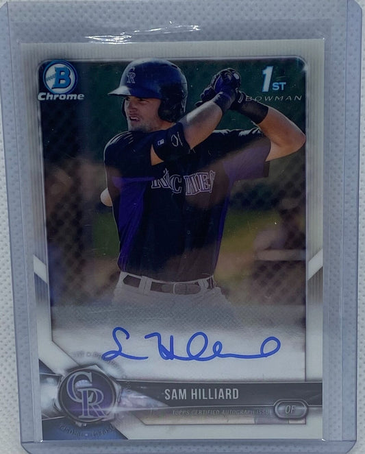 SAM HILLIARD 2018 TOPPS 1ST BOWMAN CHROME PROSPECTS ON CARD AUTO #CPA-SHI