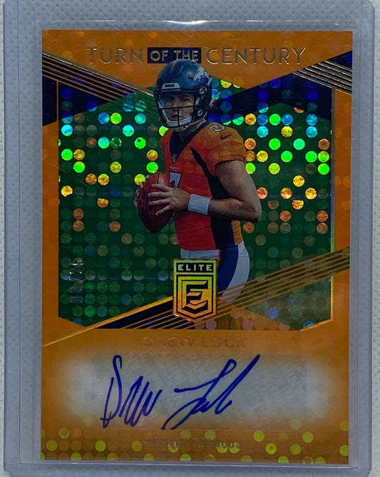1/1 DREW LOCK 2019 ELITE TURN OF THE CENTURY ORANGE PULSAR AUTO RC #D 3/25 JSY#3