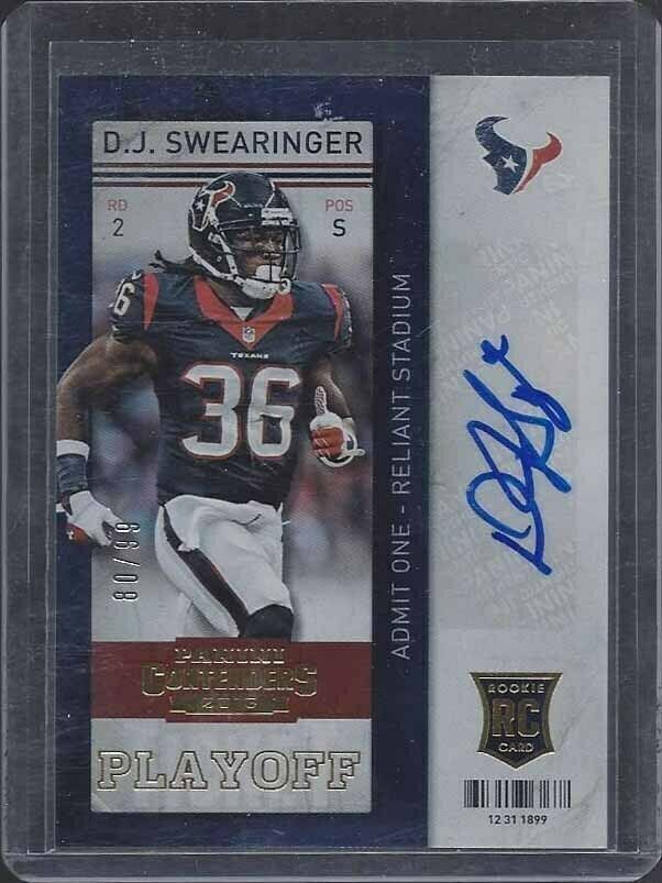 D.J. SWEARINGER 2013 CONTENDERS PLAYOFF TICKET HOUSTON TEXANS AUTO RC #D /99