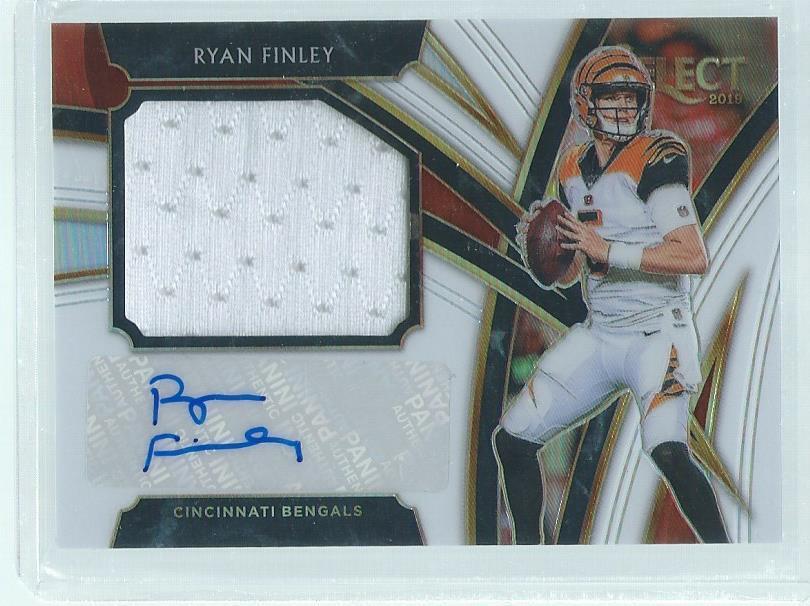 RYAN FINLEY 2019 PANINI SELECT WHITE PRIZM ROOKIE JERSEY AUTO RC #D 8/35
