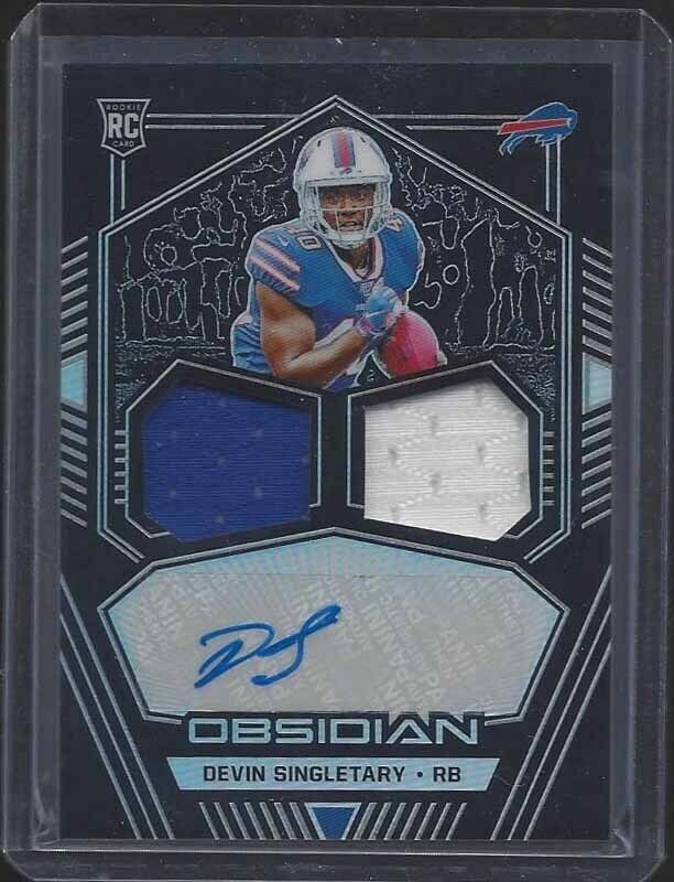 DEVIN SINGLETARY 2019 PANINI OBSIDIAN BILLS DUAL JERSEY ROOKIE AUTO RC #D /150