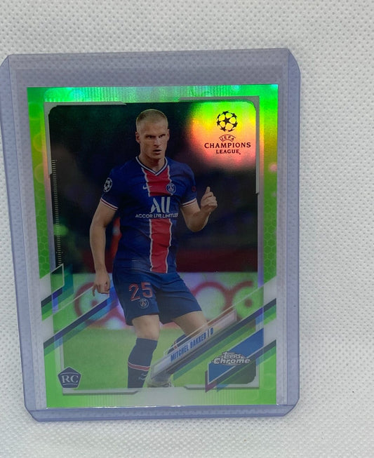 MITCHELL BAKKER 2020-21 TOPPS CHROME CHAMPIONS NEON GREEN BUBBLES REFRACTOR RC