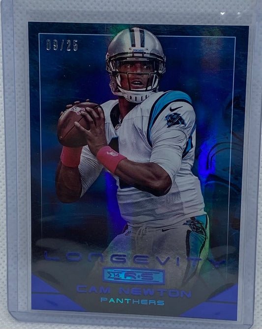 CAM NEWTON  2014 PANINI ROOKIE & STARS LONGEVITY BLUE FOIL #D 9/25