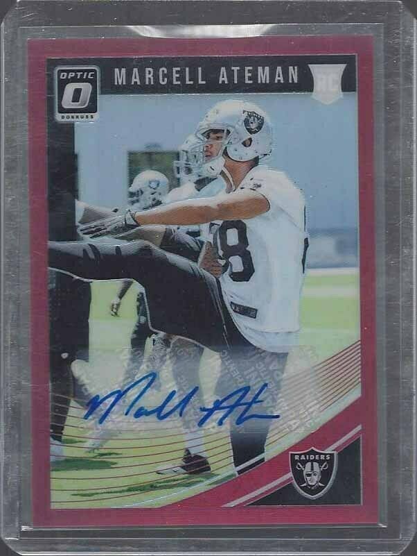 MARCELL ATEMAN 2018 DONRUSS OPTIC RED HOLO OAKLAND RAIDERS AUTO RC #D 50/50