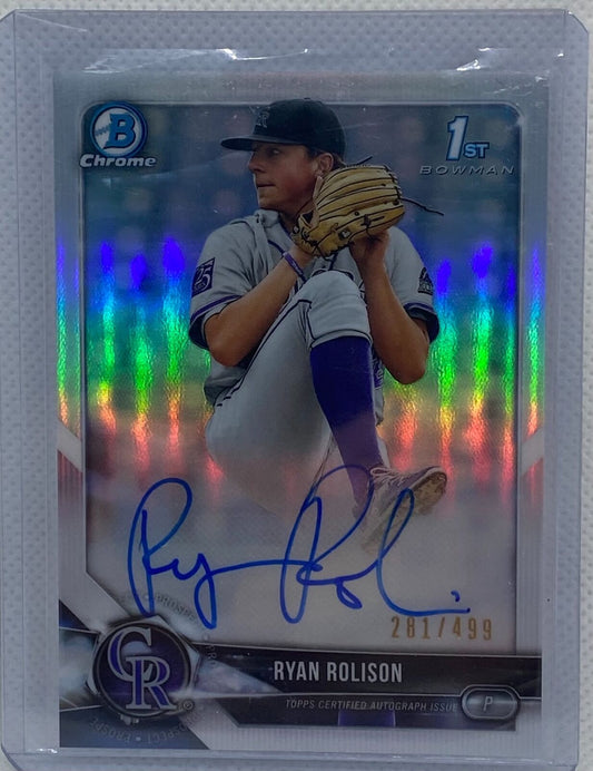 RYAN ROLISON 2018 TOPPS 1ST BOWMAN CHROME PROSPECTS REFRACTOR AUTO #D 281/499