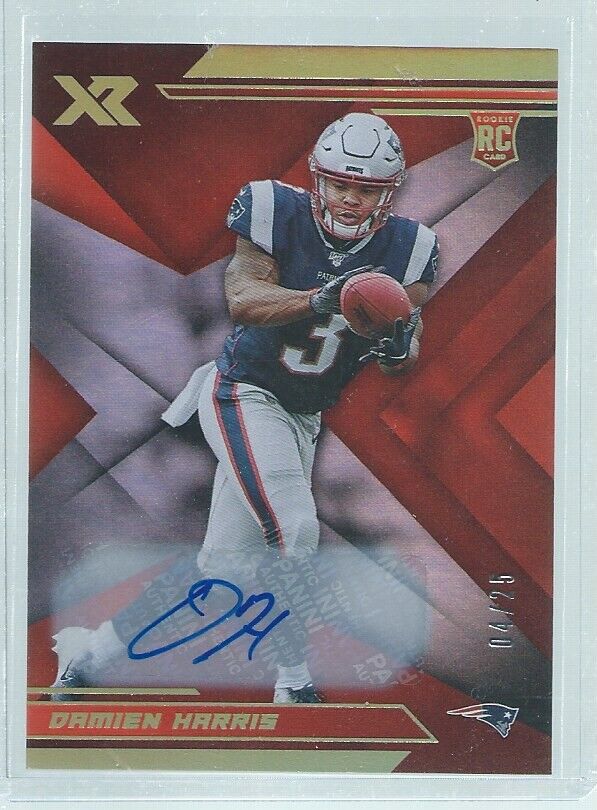 DAMIEN HARRIS 2019 PANINI XR AUTO ORANGE RC #D 4/25