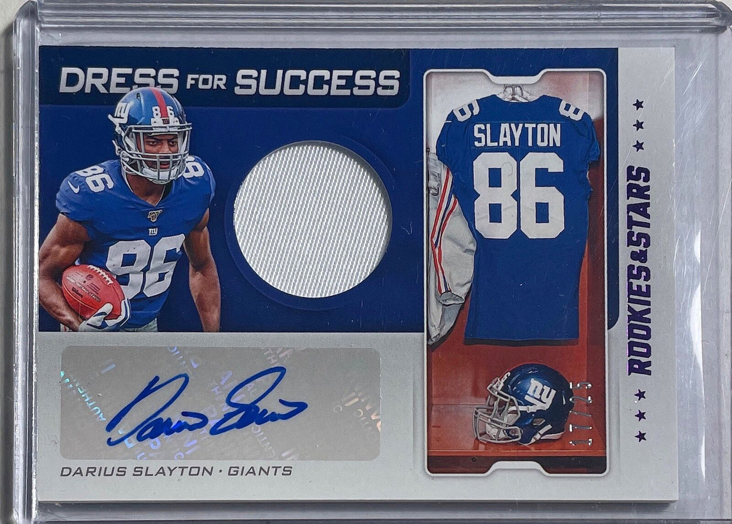 DARIUS SLAYTON 2019 ROOKIES & STARS DRESS FOR SUCCESS PATCH AUTO ROOKIE RC /25