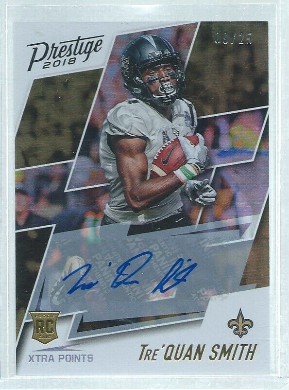 TRE'QUAN SMITH 2018 PANINI PRESTIGE XTRA POINTS GOLD AUTO RC #D 9/25