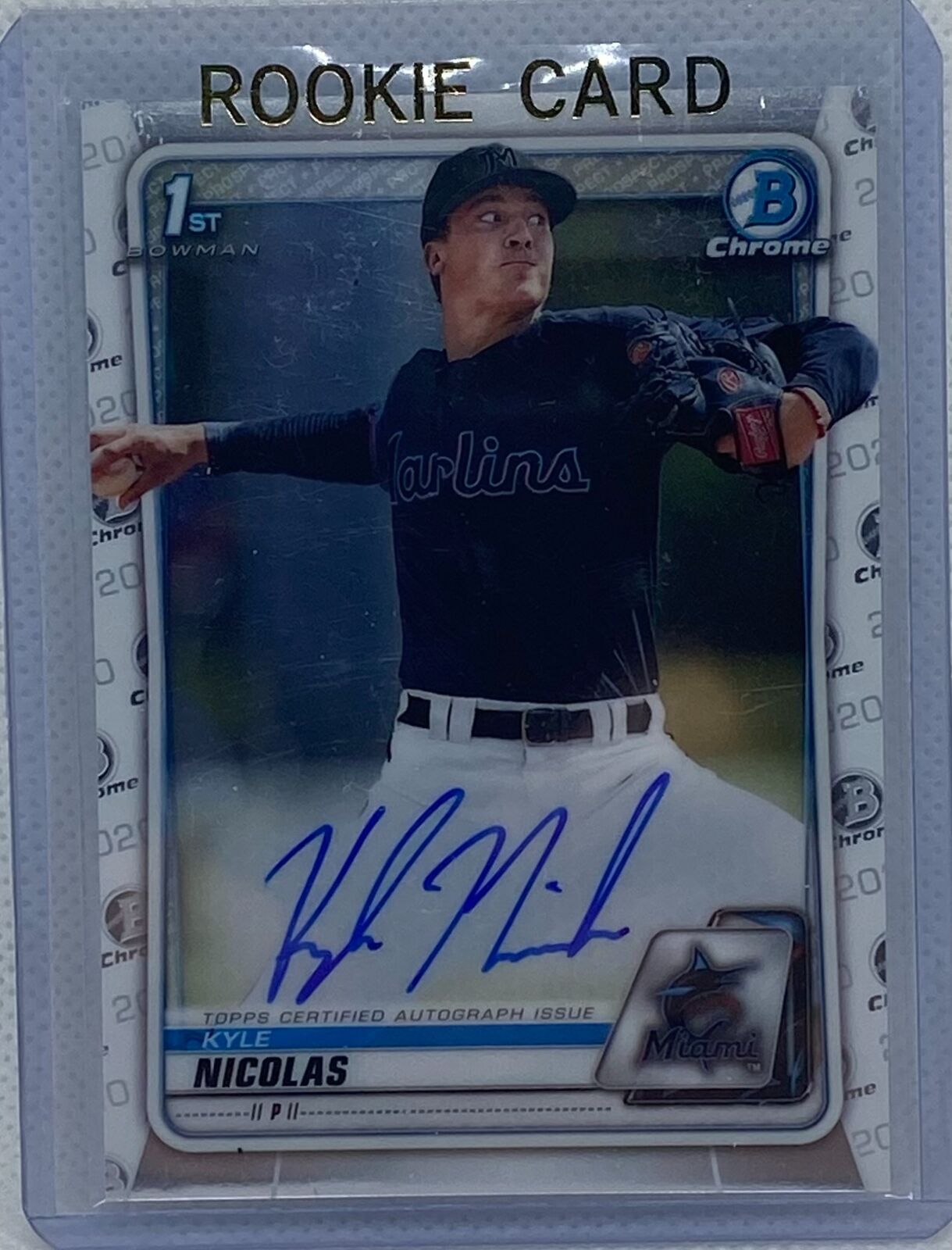KYLE NICOLAS 2020 TOPPS 1ST BOWMAN CHROME PROSPECTS ON CARD AUTO #CDA-KNI