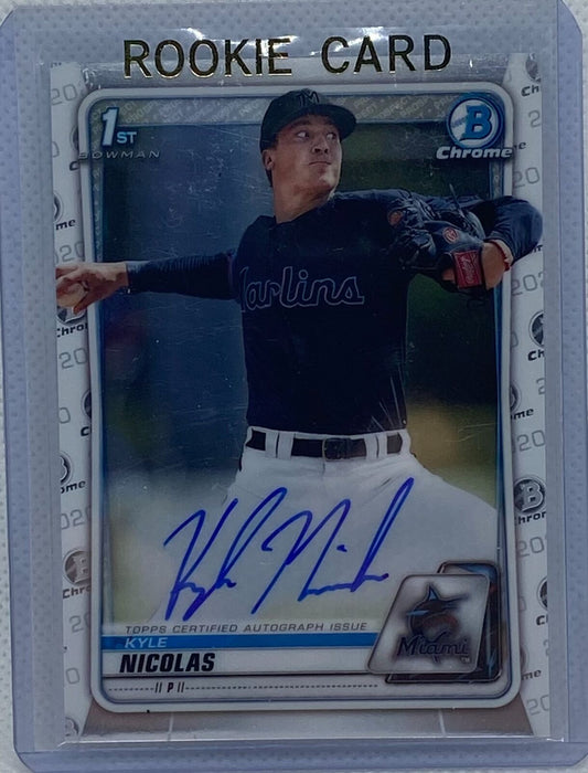 KYLE NICOLAS 2020 TOPPS 1ST BOWMAN CHROME PROSPECTS ON CARD AUTO #CDA-KNI
