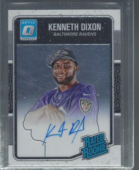 KENNETH DIXON 2016 DONRUSS OPTIC RATED ROOKIE ON CARD AUTO RC #D /150