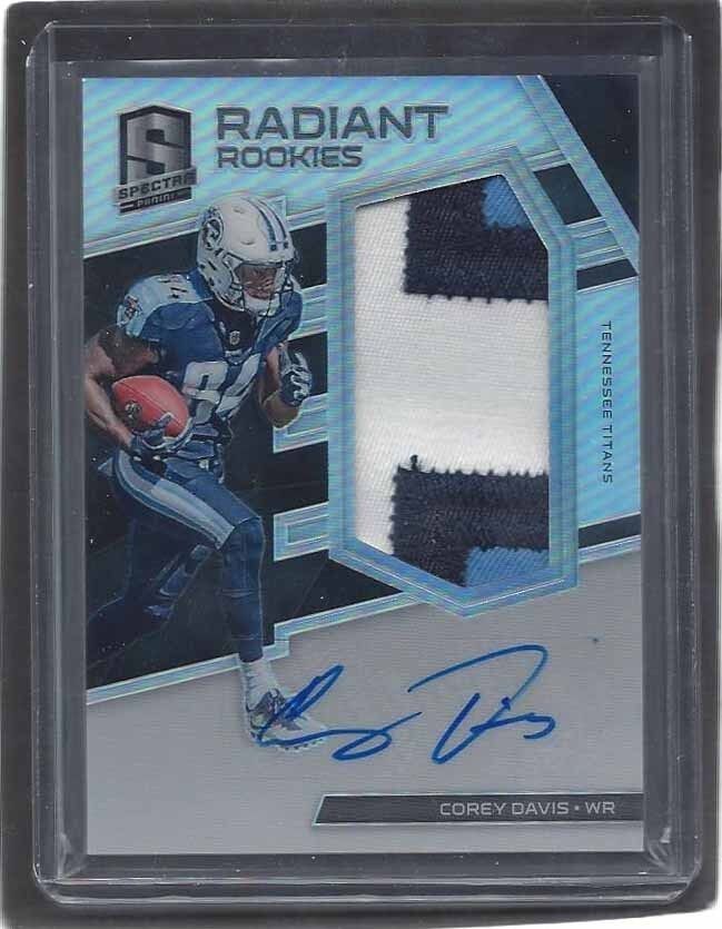 COREY DAVIS 2017 PANINI SPECTRA RADIANT ROOKIE 3 COLOR PATCH AUTO RC #D 10/25
