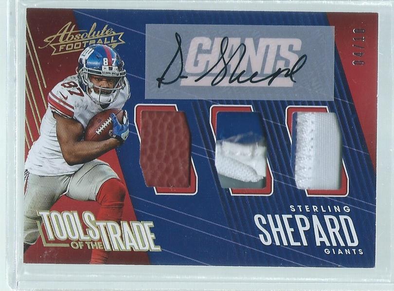 STERLING SHEPARD 2018 ABSOLUTE TOOLS OF THE TRADE TRIPLE PATCH AUTO #D 4/10