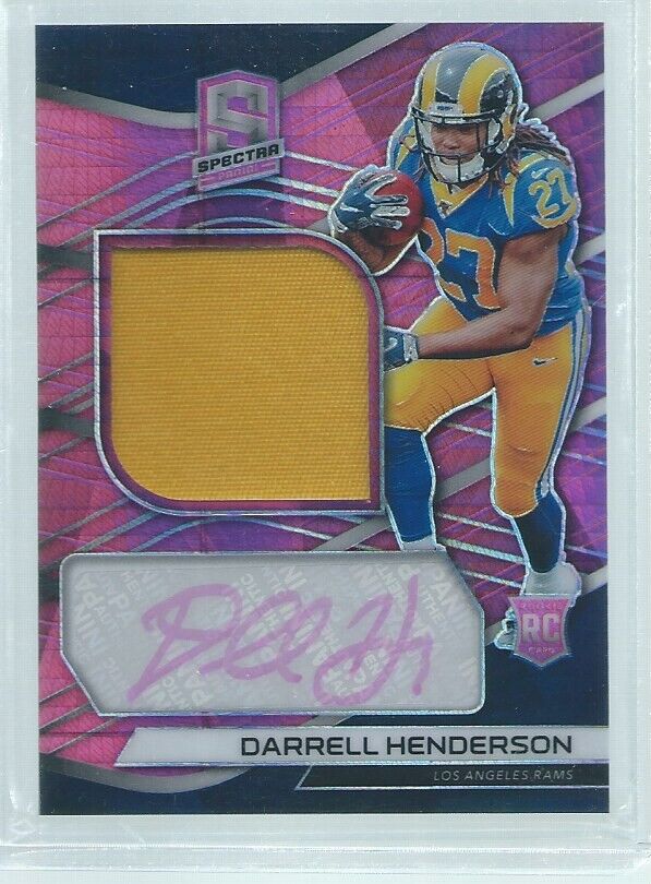 DARRELL HENDERSON 2019 PANINI SPECTRA PATCH AUTO NEON PINK PRIZM RC #D 6/25
