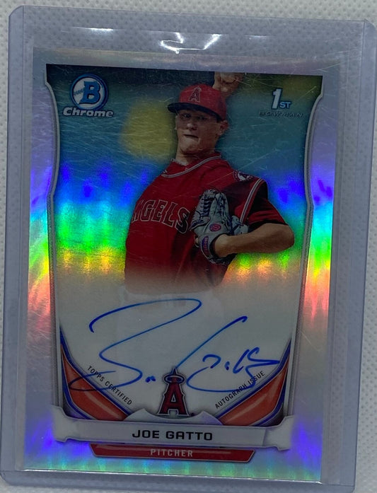 JOE GATTO 2014 TOPPS 1ST BOWMAN CHROME PROSPECTS REFRACTOR ON CARD AUTO #BCA-JGA