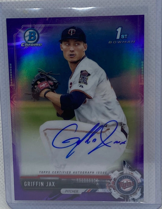 GRIFFIN JAX 2017 1ST BOWMAN CHROME PURPLE REFRACTOR ON CARD AUTO #D 92/250