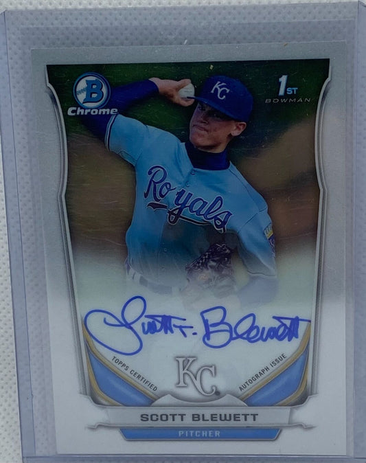 SCOTT BLEWETT 2014 TOPPS 1ST BOWMAN CHROME PROSPECTS ON CARD AUTO #BCA-SB