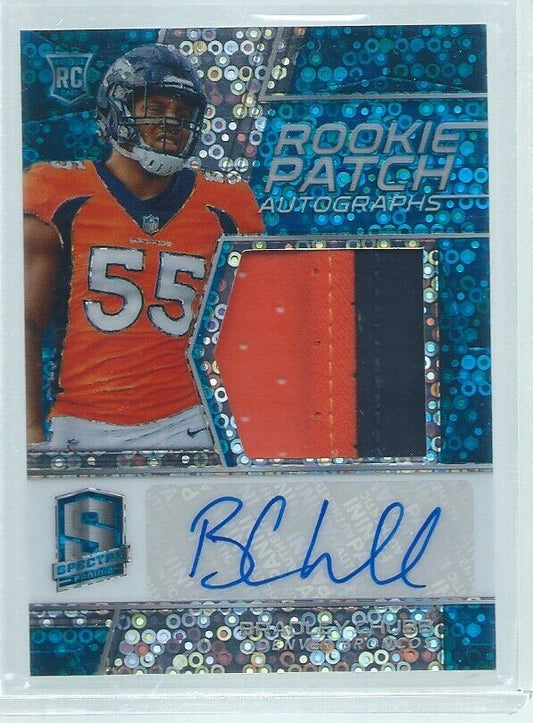 BRADLEY CHUBB 2018 PANINI SPECTRA BLUE PRIZM RPA 2 COLOR PATCH AUTO RC #D 49/75