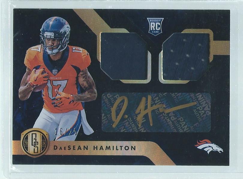 DAESEAN HAMILTON 2018 PANINI GOLD STANDARD BLACK DUAL PATCH AUTO RC #D 16/25