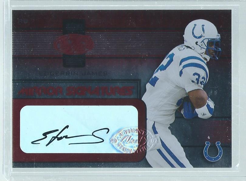 EDGERRIN JAMES 2002 DONRUSS LEAF CERTIFIED MIRROR RED SIGNATURES AUTO #D 20/50