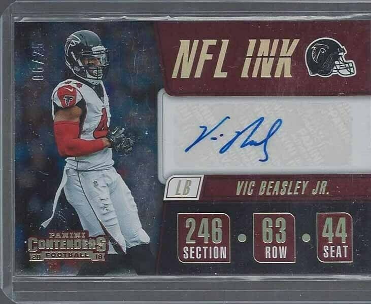 VIC BEASLEY JR. 2018 CONTENDERS NFL INK SILVER AUTO #D 6/25