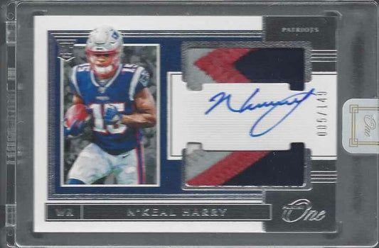 N'KEAL HARRY 2019 PANINI ONE RPA PATRIOTS DUAL 4CL PATCH ON CARD AUTO RC #D /149