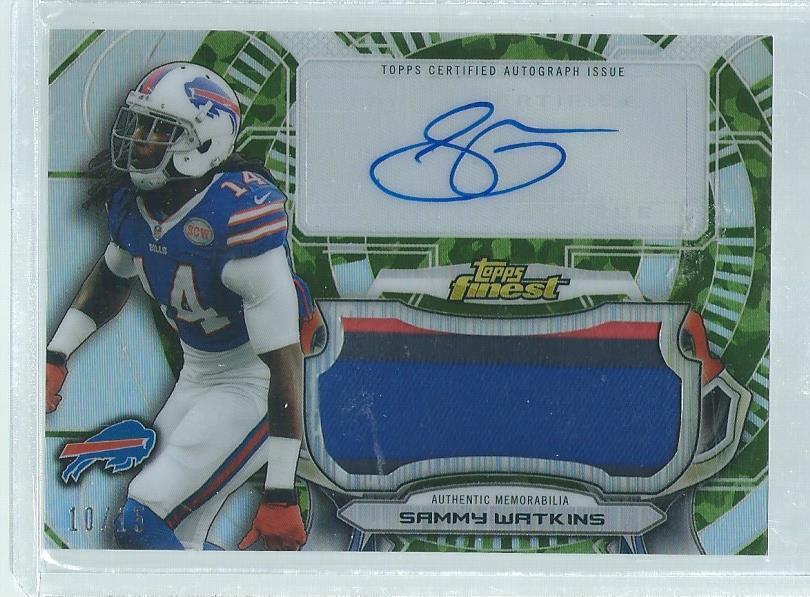 SAMMY WATKINS 2015 FINEST JUMBO 3-COLOR PATCH AUTO CAMO REFRACTOR RC #D 10/15