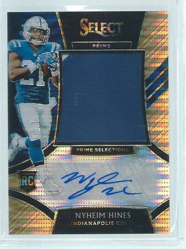 NYHEIM HINES 2018 PANINI SELECT ORANGE PULSAR PRIZM JUMBO PATCH AUTO RC #D 12/23