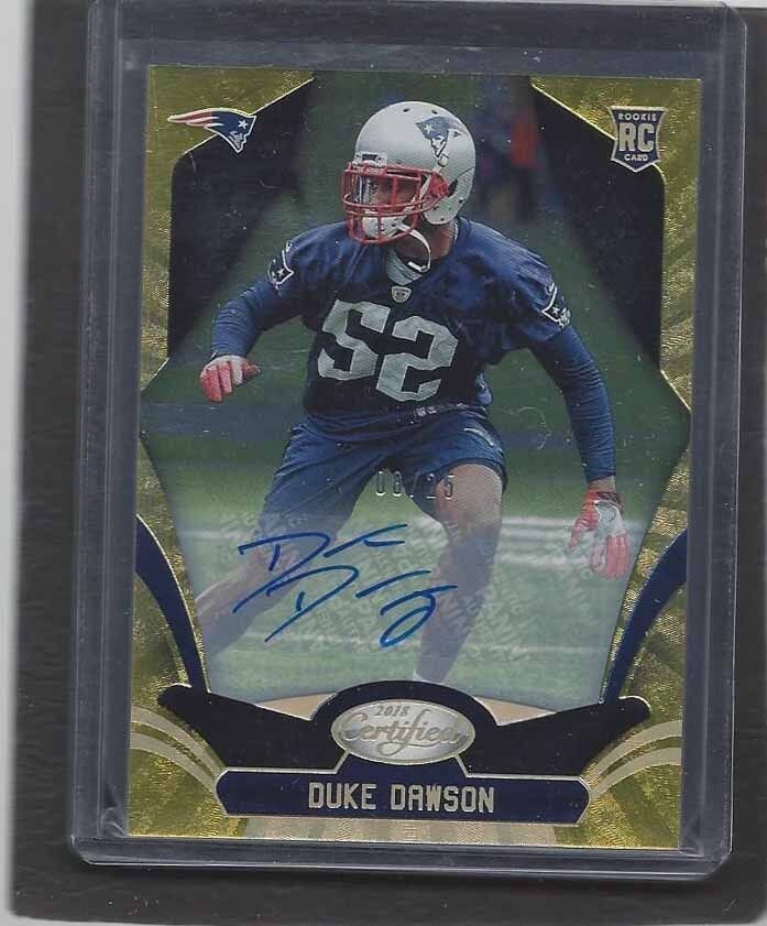DUKE DAWSON 2018 PANINI CERTIFIED GOLD PATRIOTS ROOKIE AUTO RC #D 8/25