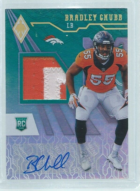 BRADLEY CHUBB 2018 PANINI PHOENIX AQUA RPA 2 COLOR PATCH AUTO RC #D 3/25