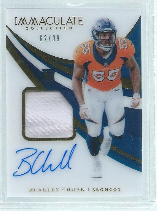 BRADLEY CHUBB  2018 PANINI IMMACULATE RPA ON CARD AUTO PATCH RC #D 62/99