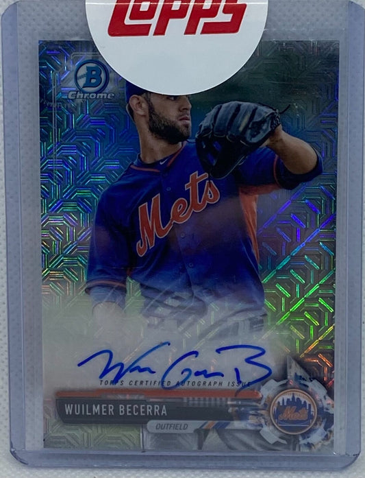 WUILMER BECERRA 2017 TOPPS BOWMAN CHROME MEGA REFRACTOR ON CARD AUTO #BMA-WB