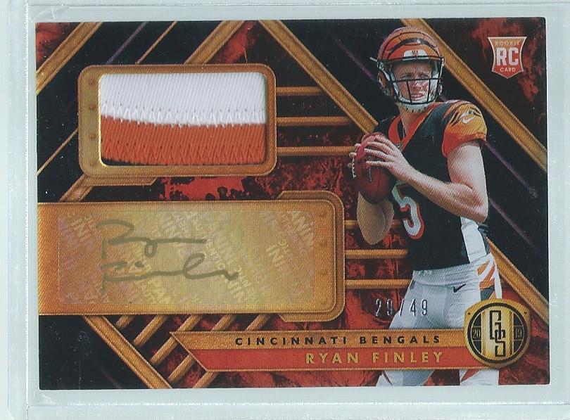 RYAN FINLEY 2019 PANINI GOLD STANDARD RPA 3 COLOR PATCH AUTO RC #D 29/49