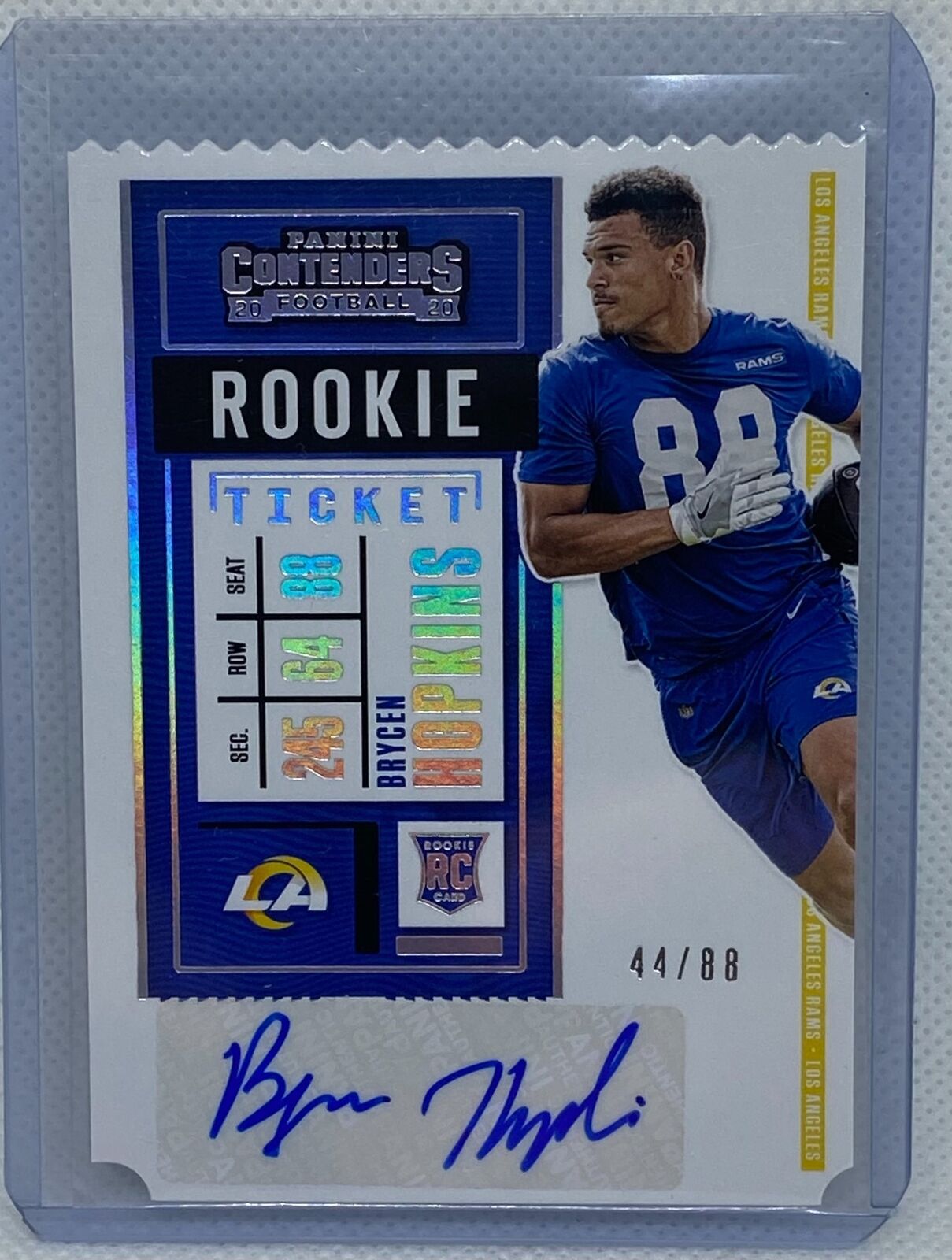 BRYCEN HOPKINS 2020 PANINI CONTENDERS ROOKIE TICKET STUB DIECUT AUTO RC #D 44/88