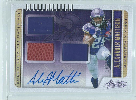 ALEXANDER MATTISON 2019 PANINI ABSOLUTE RPM TRIPLE JERSEY AUTO RC #D 144/299