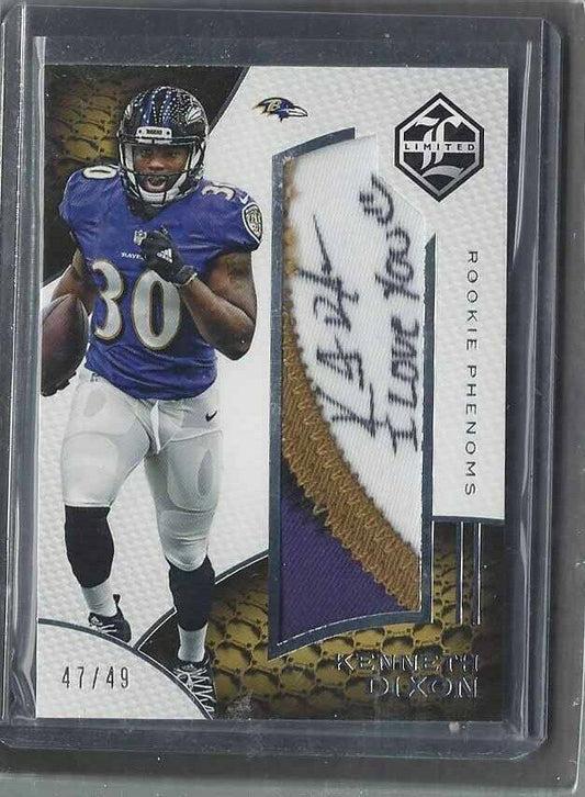 KENNETH DIXON "I LOVE YOU" 2016 LIMITED VERTICAL RPA PATCH ON CARD AUTO RC /49