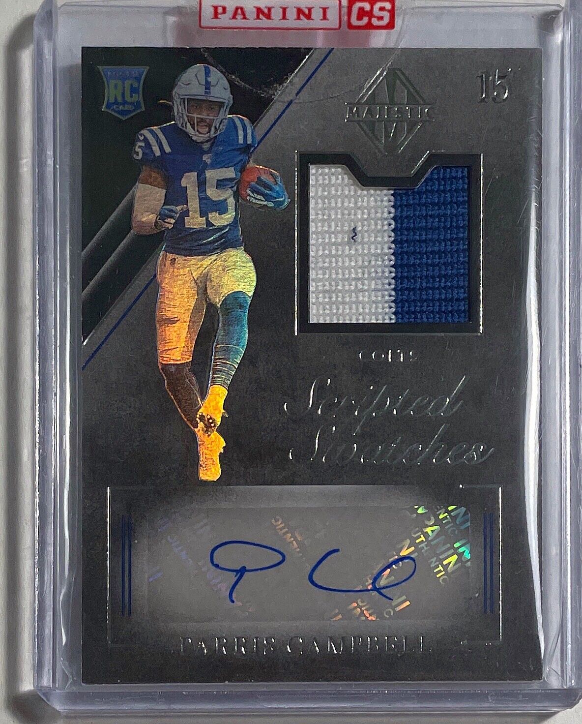 PARRIS CAMPBELL 2021 MAJESTIC SCRIPTED SWATCHES PATCH AUTO ROOKIE RC #D 115/199