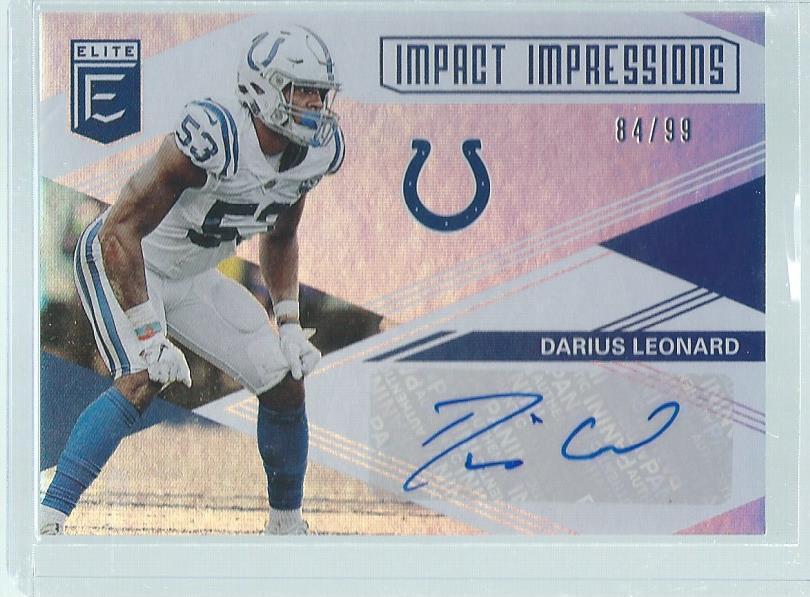 DARIUS LEONARD 2019 PANINI DONRUSS ELITE IMPACT IMPRESSIONS AUTO #D 84/99