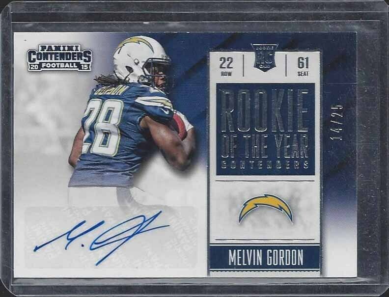 MELVIN GORDON 2015 CONTENDERS ROOKIE OF THE YEAR ROY AUTO RC #D /25