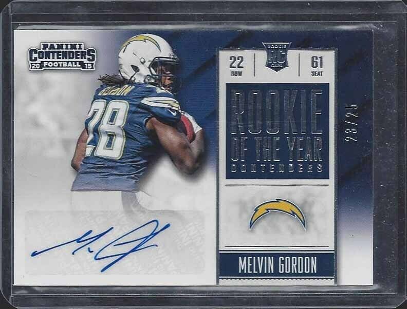 MELVIN GORDON 2015 CONTENDERS ROOKIE OF THE YEAR ROY AUTO RC #D /25