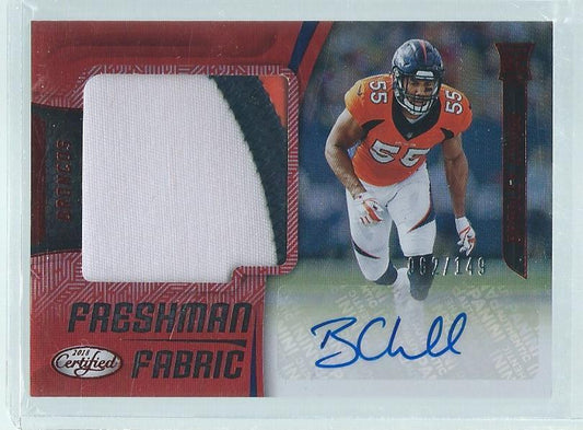 BRADLEY CHUBB 2018 PANINI CERTIFIED FRESHMAN 3 COLOR PATCH AUTO RED RC #D 62/149
