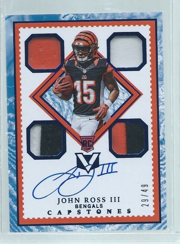 JOHN ROSS III 2017 VERTEX CAPSTONES QUAD COLOR PATCH ONCARD AUTO BLUE RC #D /49
