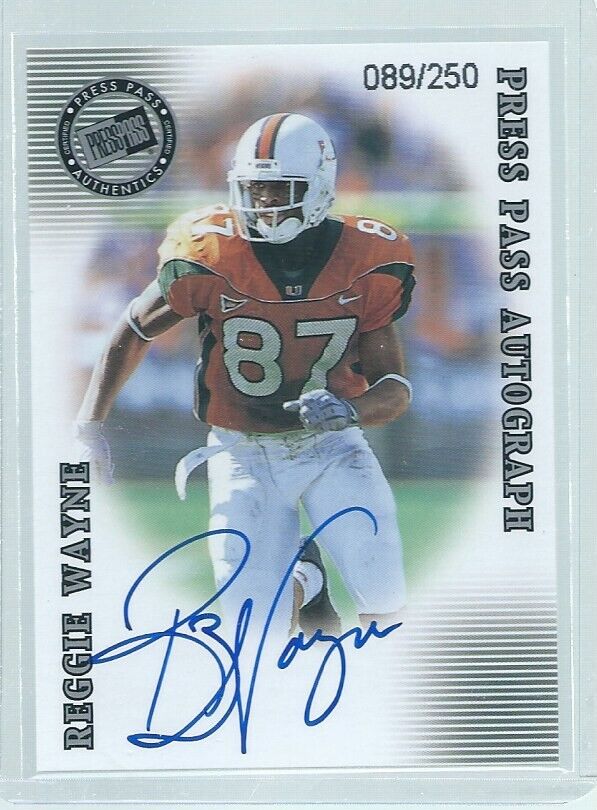REGGIE WAYNE 2001 PRESS PASS ROOKIE ON CARD AUTO RC #D 89/250