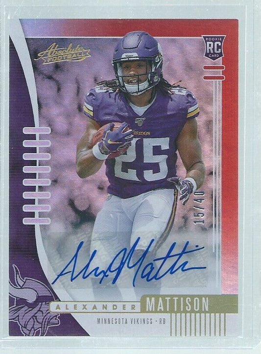 ALEXANDER MATTISON 2019 PANINI ABSOLUTE AUTO RED RC #D 15/40
