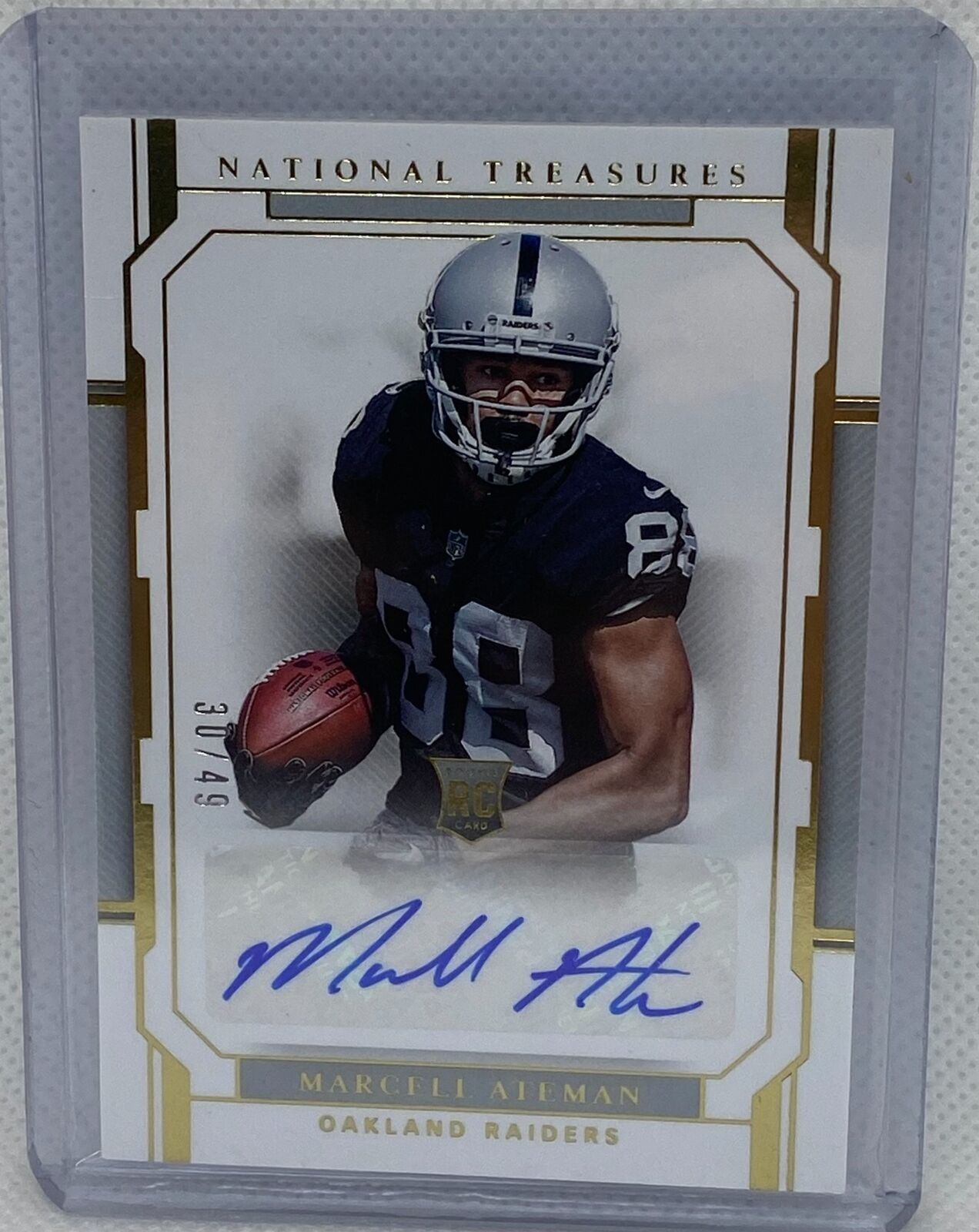 MARCELL ATEMAN 2018 PANINI NATIONAL TREASURES GOLD AUTO RC #D 30/49