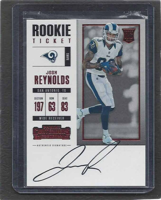 JOSH REYNOLDS 2017 CONTENDERS RED ZONE ROOKIE TICKET FOTL ONCARD AUTO RC SSP /20