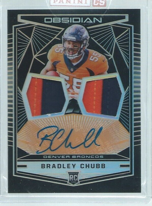 BRADLEY CHUBB 2018 PANINI OBSIDIAN ETCH ORANGE DUAL PATCH AUTO RC #D 5/50